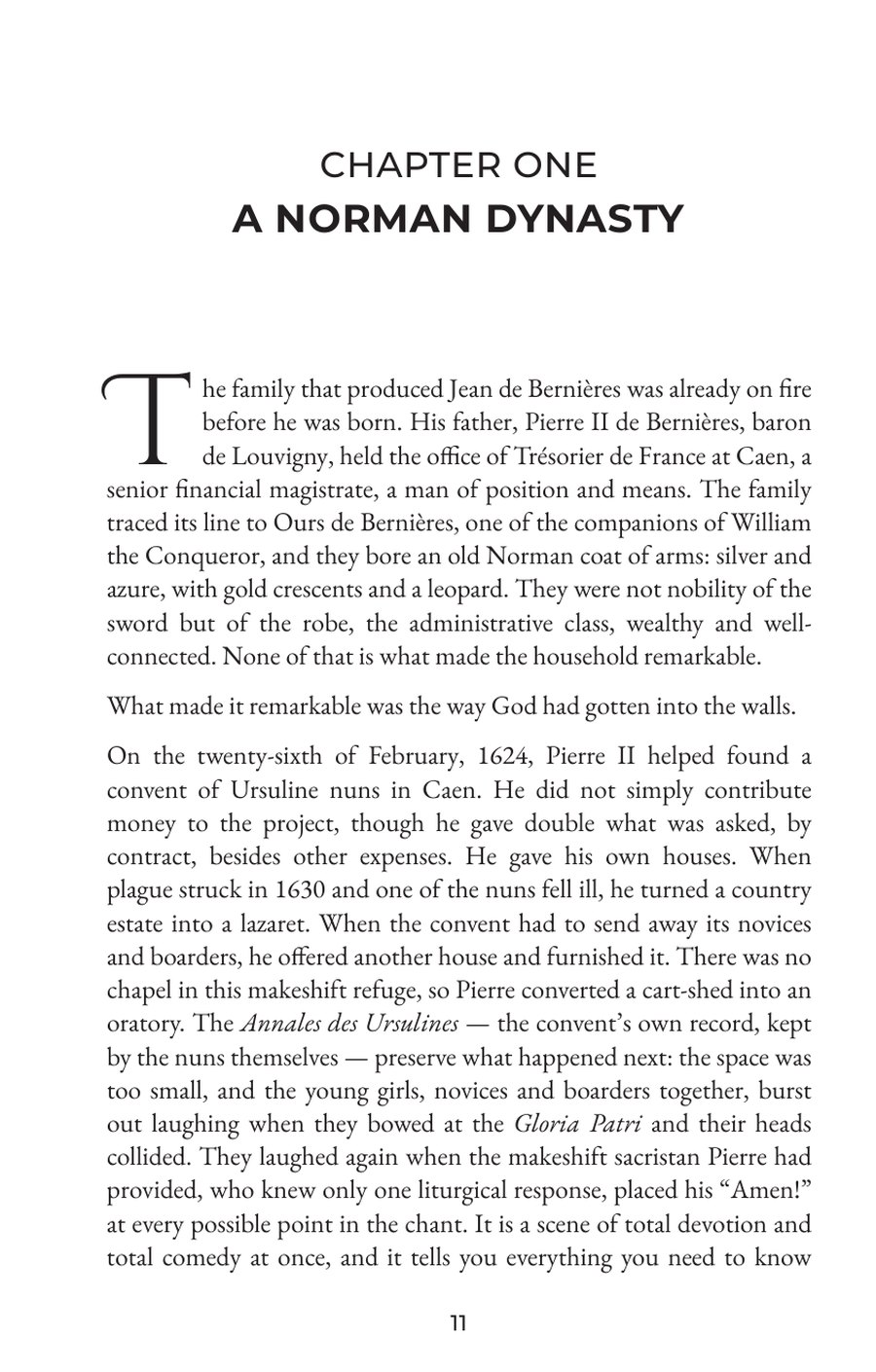 Page 1 of Chapter One, A Norman Dynasty, as set in the printed book